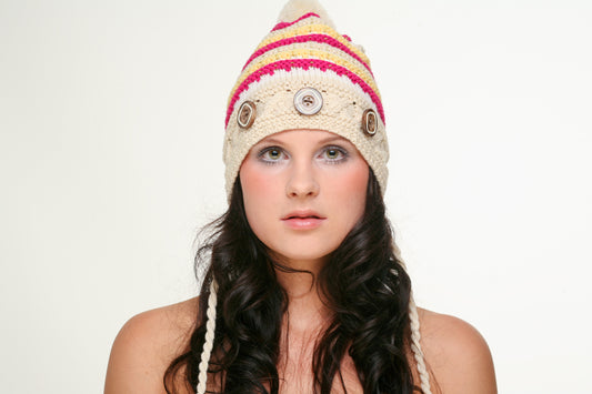 DC-W-405-2-Naturfarbene Mütze mit Norwegermuster