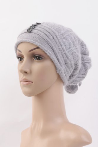 DC-W-403-C2 Grau-Modische Mütze, die durch den Angorawollanteil