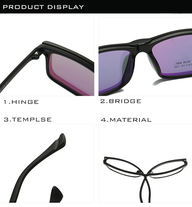 DC-C4-TR-2201-NACHT-Optische Brillen mit Magnet-polarisierende Sonnenclip