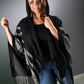 DC-C7-PONCHO-Schwarz-Grau-mit Kapuze