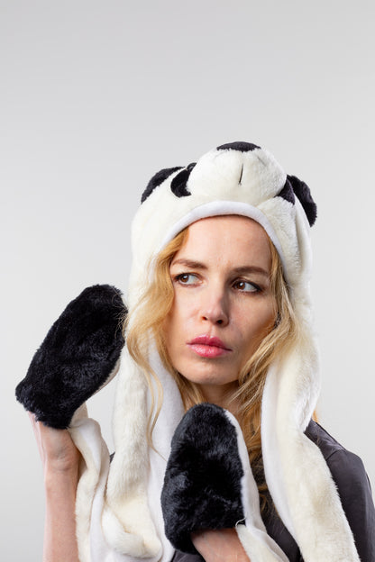 DC-A-102-Tiermotiv-Mütze Panda mit Handschuhen