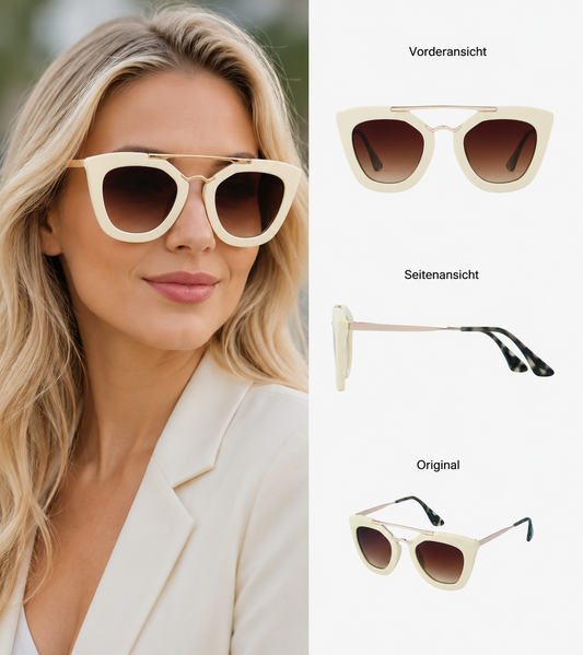 Sonnenbrille für Damen, DC-862-Metallapplikationen in stilvollen Farbvarianten