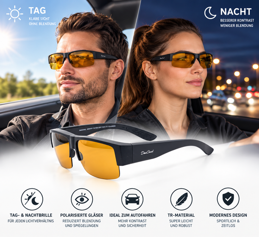DC-POL-2061-N-Eine Brille - für Tag und Nacht Überzieh-Sonnenbrille mit polarisierten Gläsern
