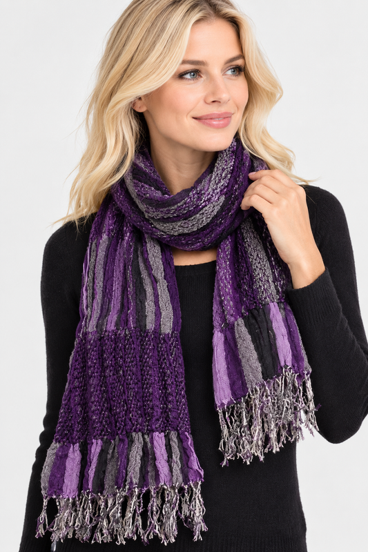 Herbstschal – warm, weich und stilvoll 🍂 DC-W-303-Lila