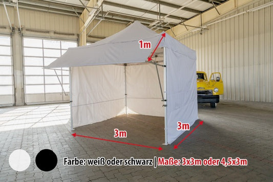 Profi-Aluminium ,inkl. 4Seitenteile+Kleiner Dach Faltpavillon 3,00x4,50 m-Schwarz-oder Weiß