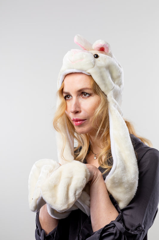 DC-A-101-Tiermotiv-Mütze Hase mit Handschuhen
