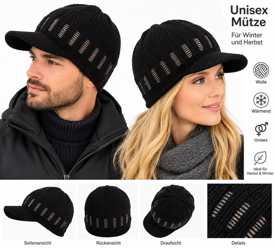 Strickmütze DC-W-422-Sportliche  mit eingearbeitetem Schirm